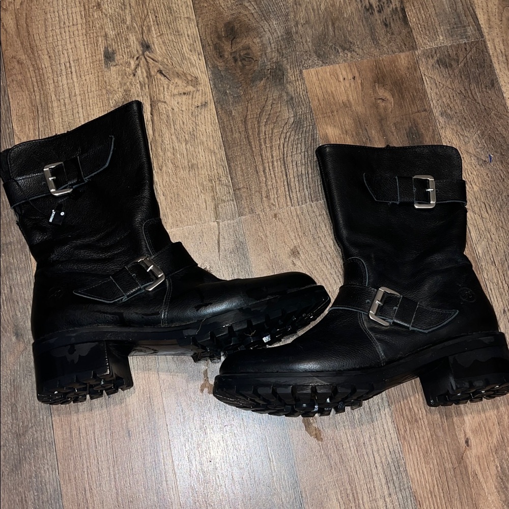 Lavorazione Artigiana Bronx Black Leather Buckle Boots size 39
